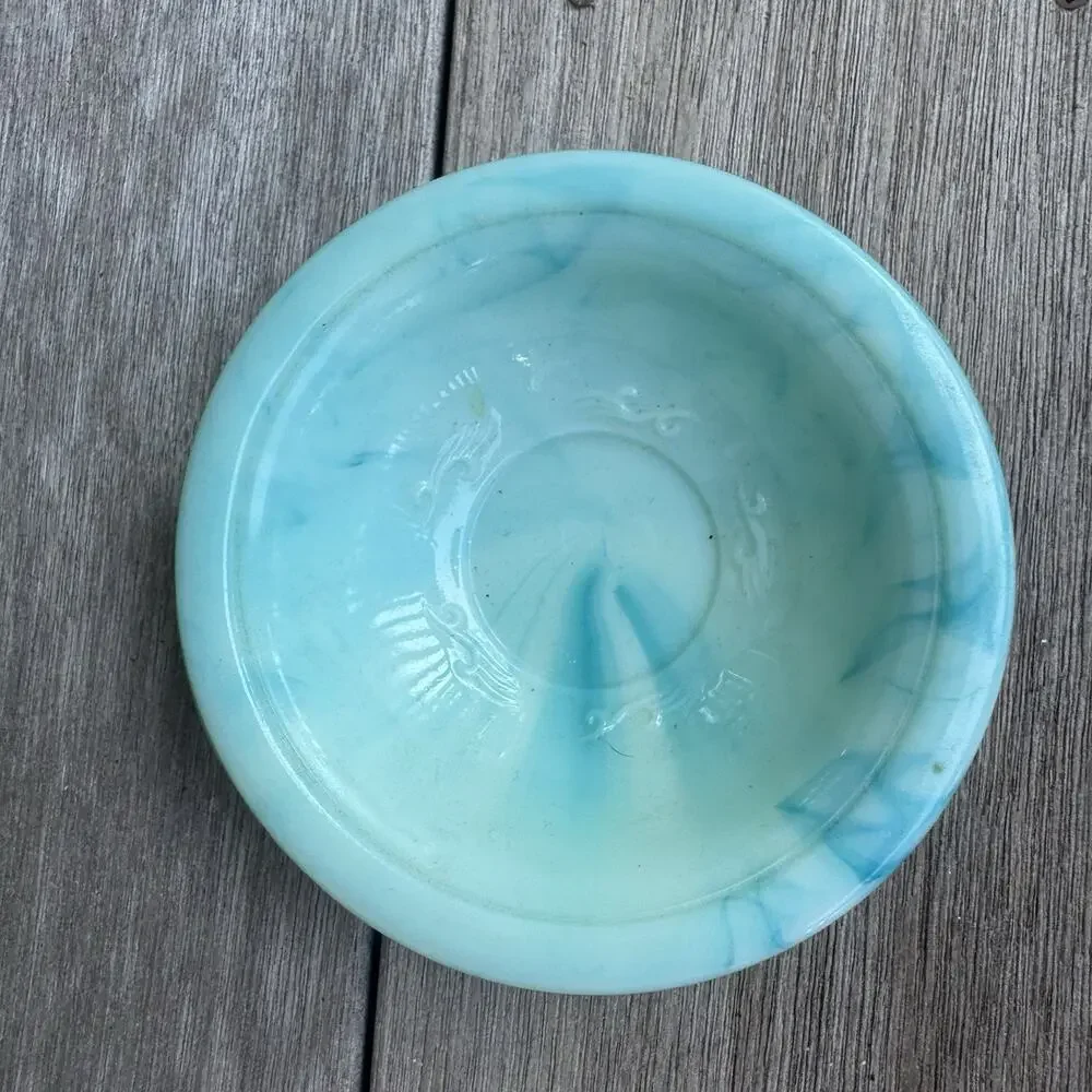 Vintage Avon Jadeite Turquoise Swirl Pitcher w/ Stopper & Basin Dish